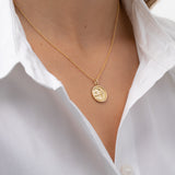 14k Gold and Diamond Moon Medallion Pendant Zoe Lev Jewelry
