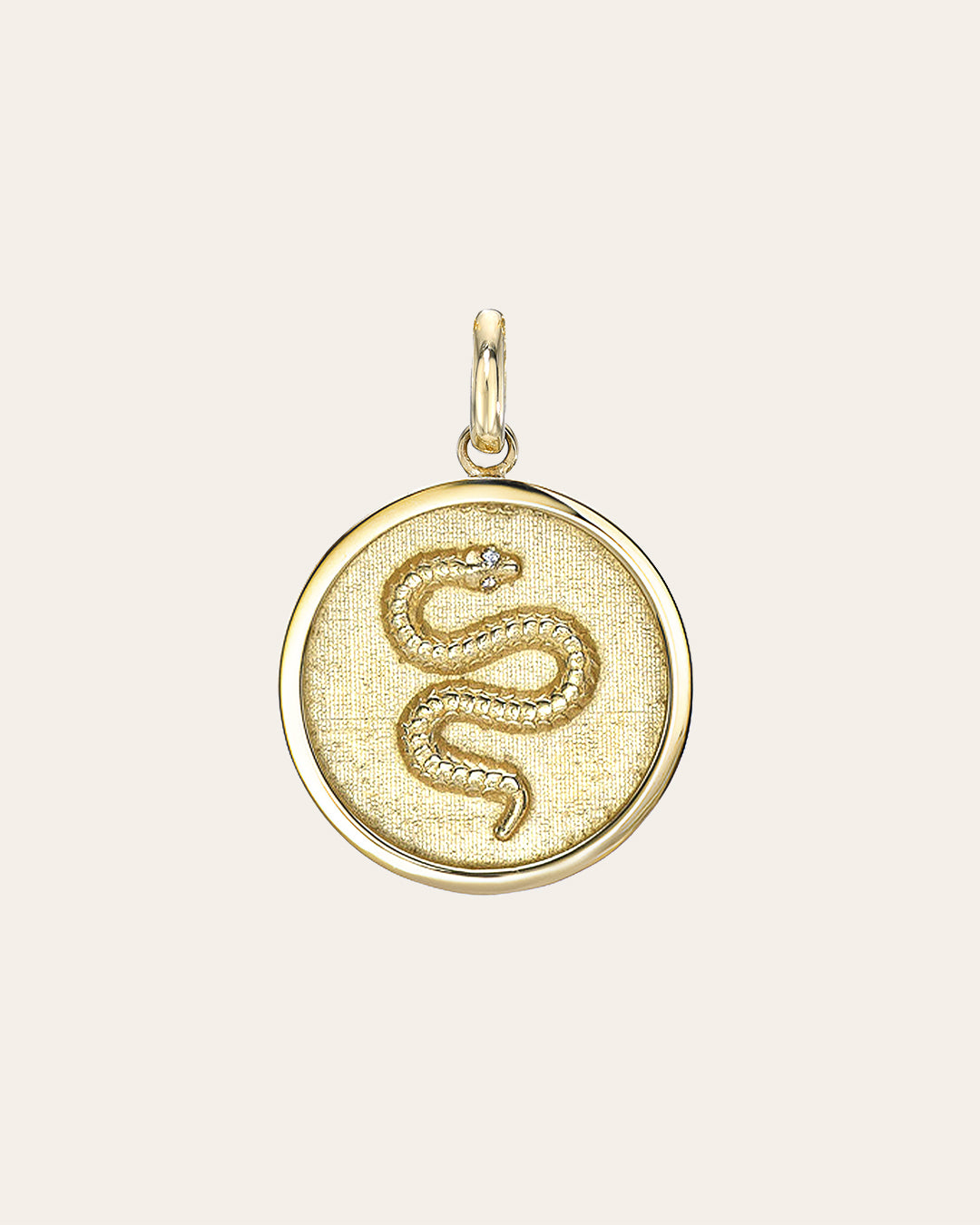 14k Gold Diamond Snake Medallion Pendant