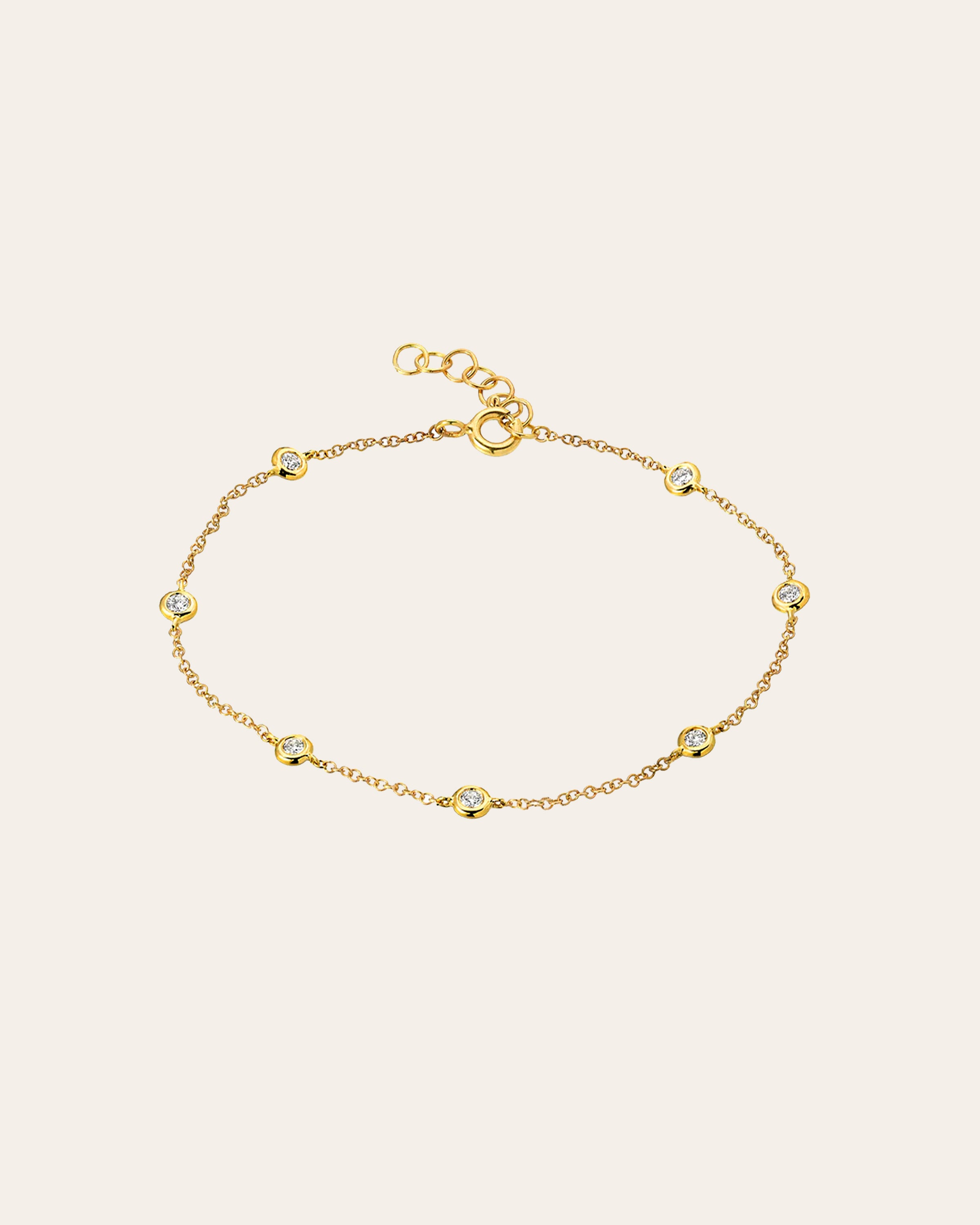 Diamond Bezel Anklet - 8"-9" SAMPLE SALE Zoe Lev Jewelry