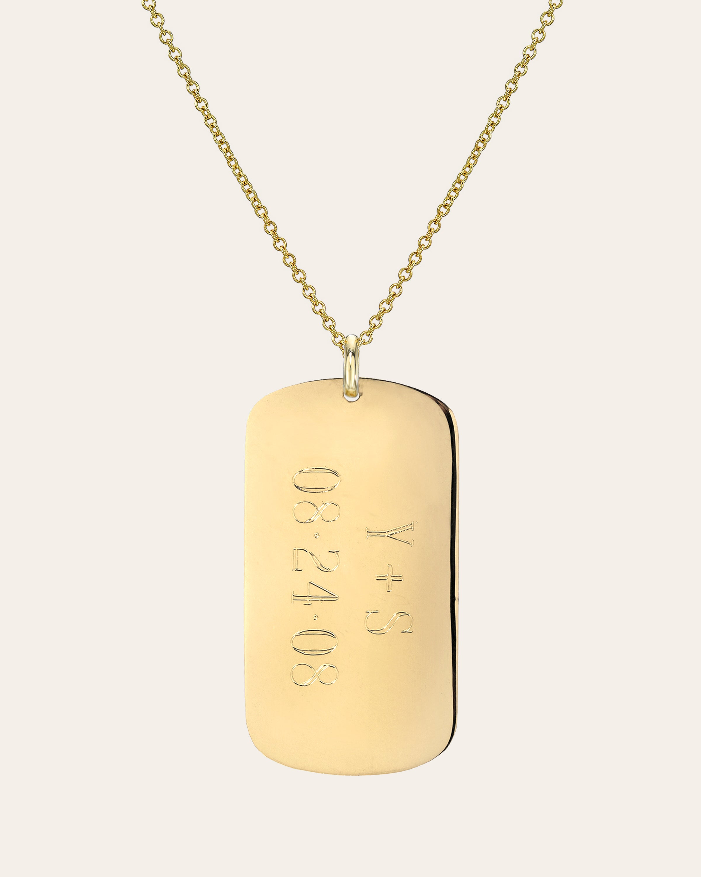 Austin Dog Tag Necklace Gold