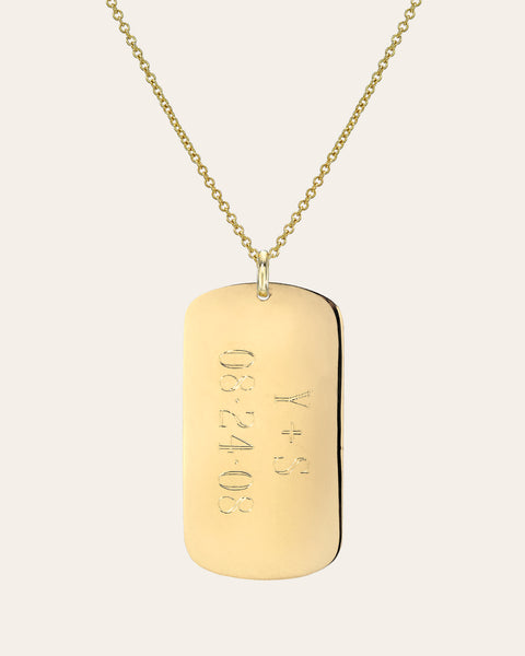 14k Gold Dog Tag Necklace Zoe Lev Jewelry
