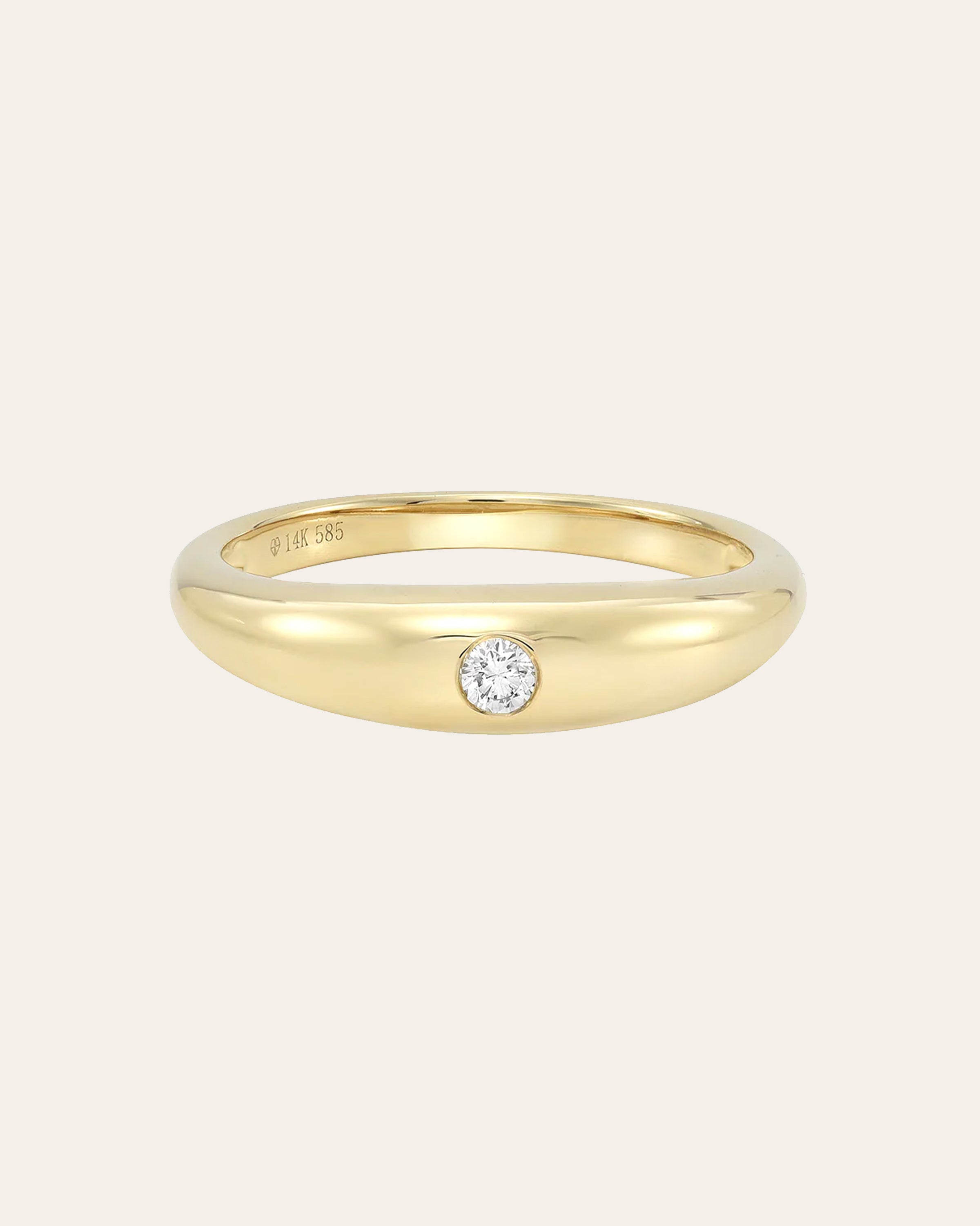 14k Gold Dome Band with Diamond Set SAMPLE SALE Zoe Lev Jewelry