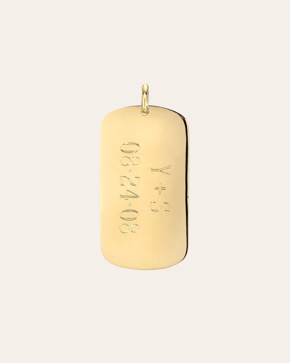 14k Gold Engraved Dog Tag Pendant