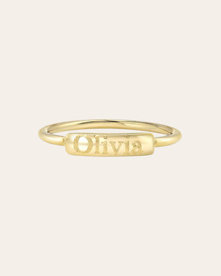 14k Gold Engraved Nameplate Ring