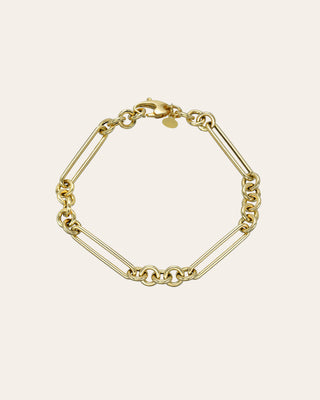 14K Gold Elongated Paper Clip Chain Bracelet