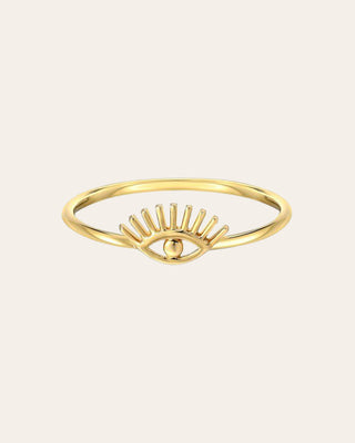 14k Gold Evil Eye Lash Ring