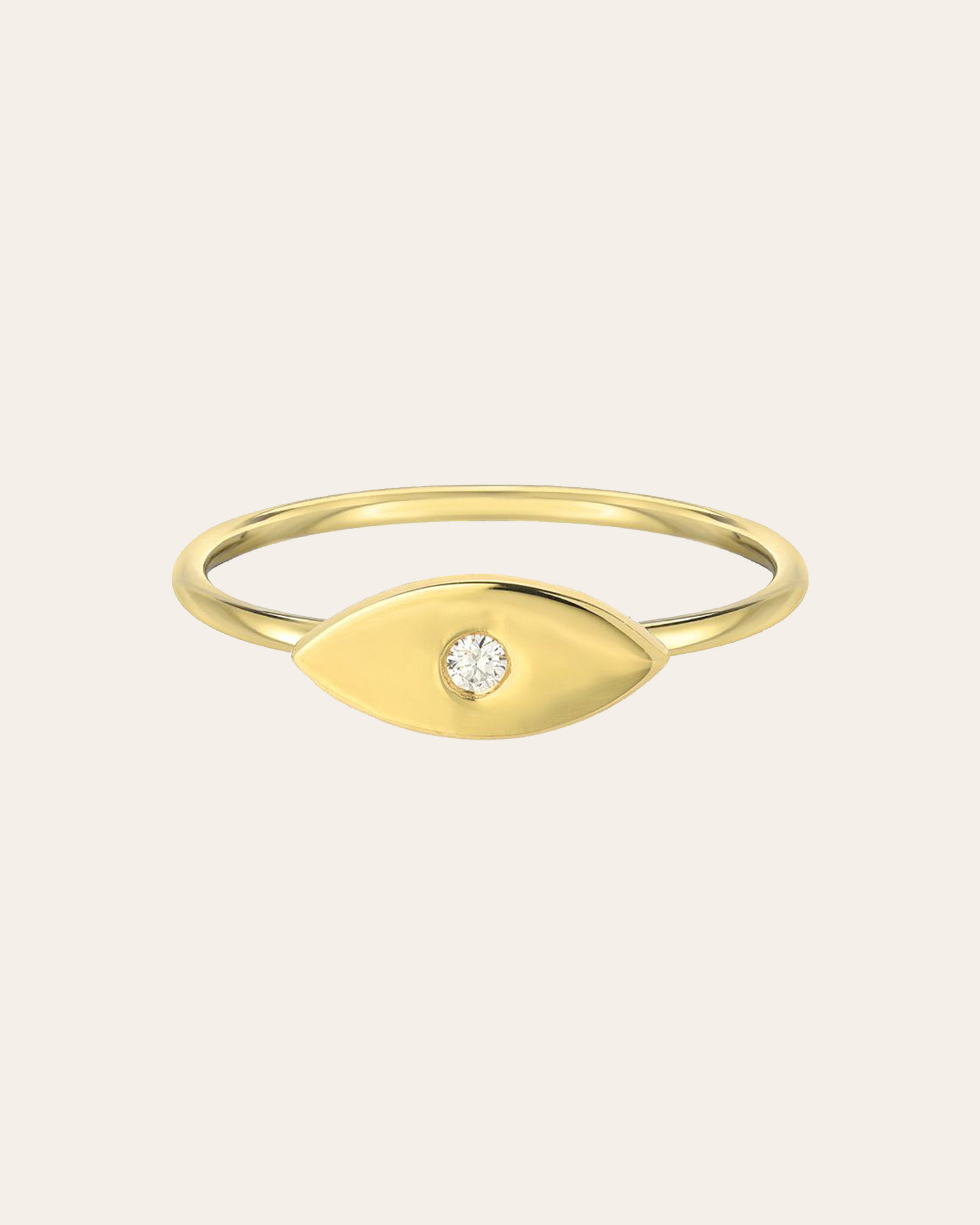 14k Gold Diamond Evil Eye Ring Zoe Lev Jewelry
