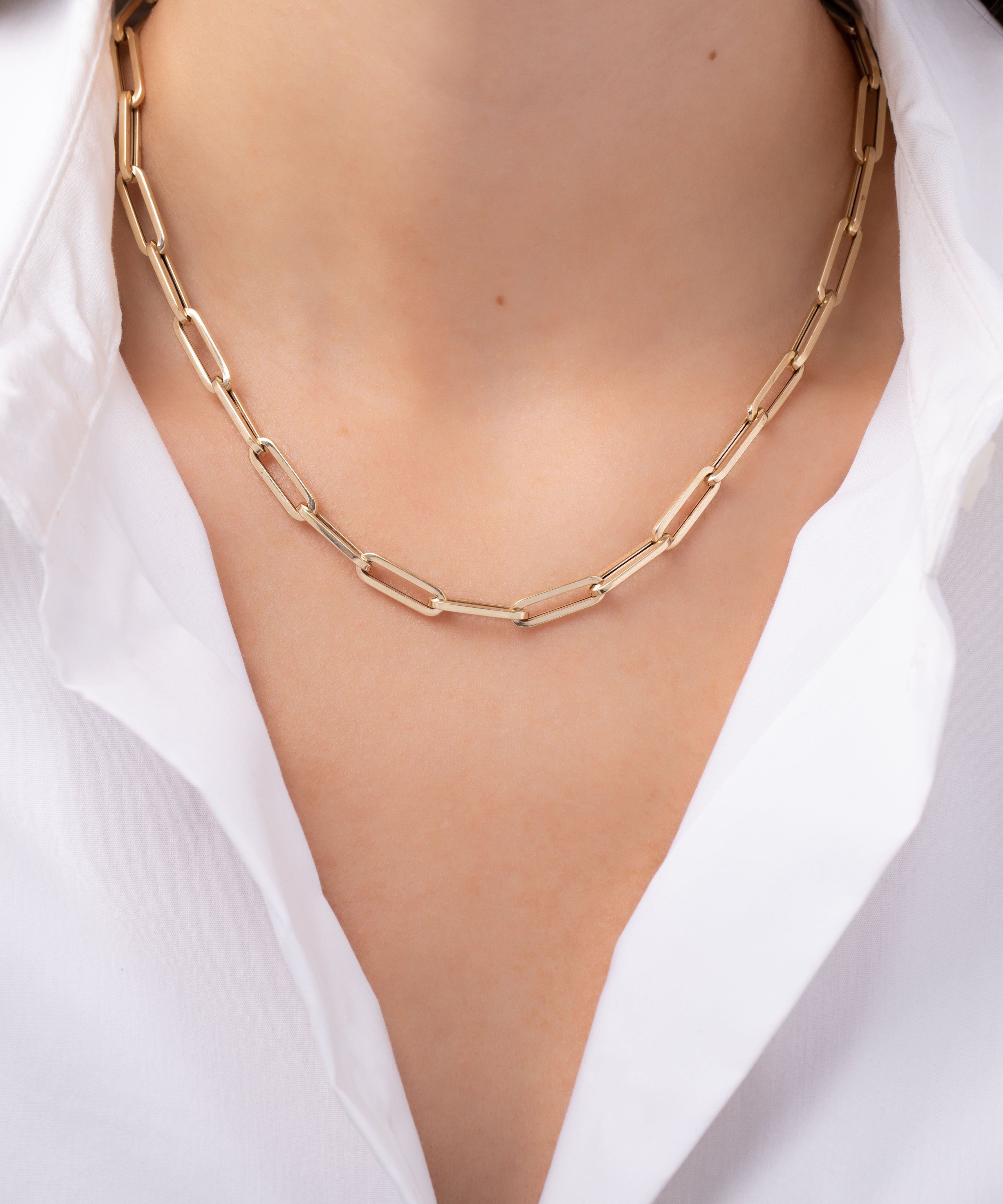 14k Gold Extra Large Paper Clip Chain Necklace Chains Zoe Lev Jewelry