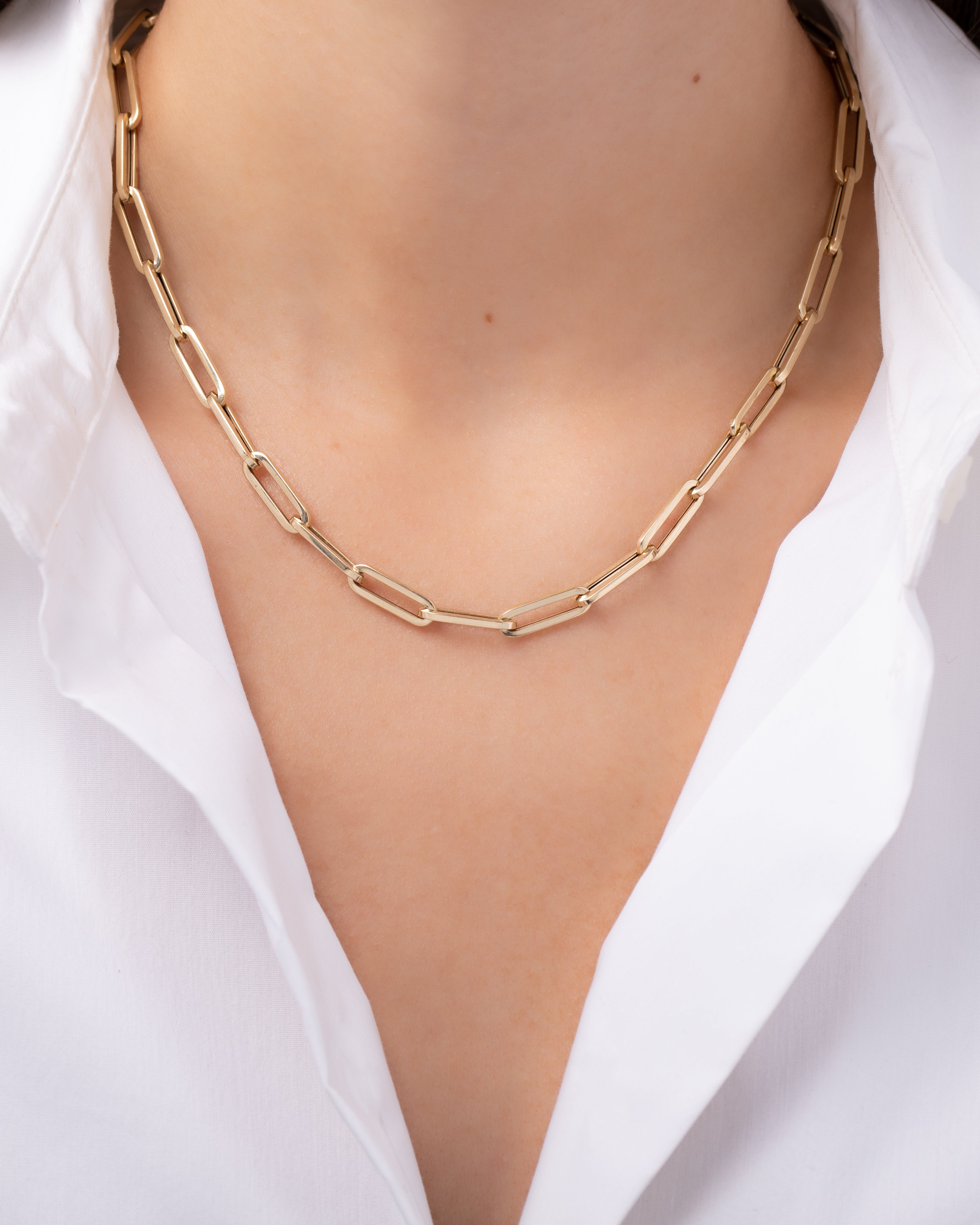 14k Gold Extra Large Paper Clip Chain Necklace Chains Zoe Lev Jewelry