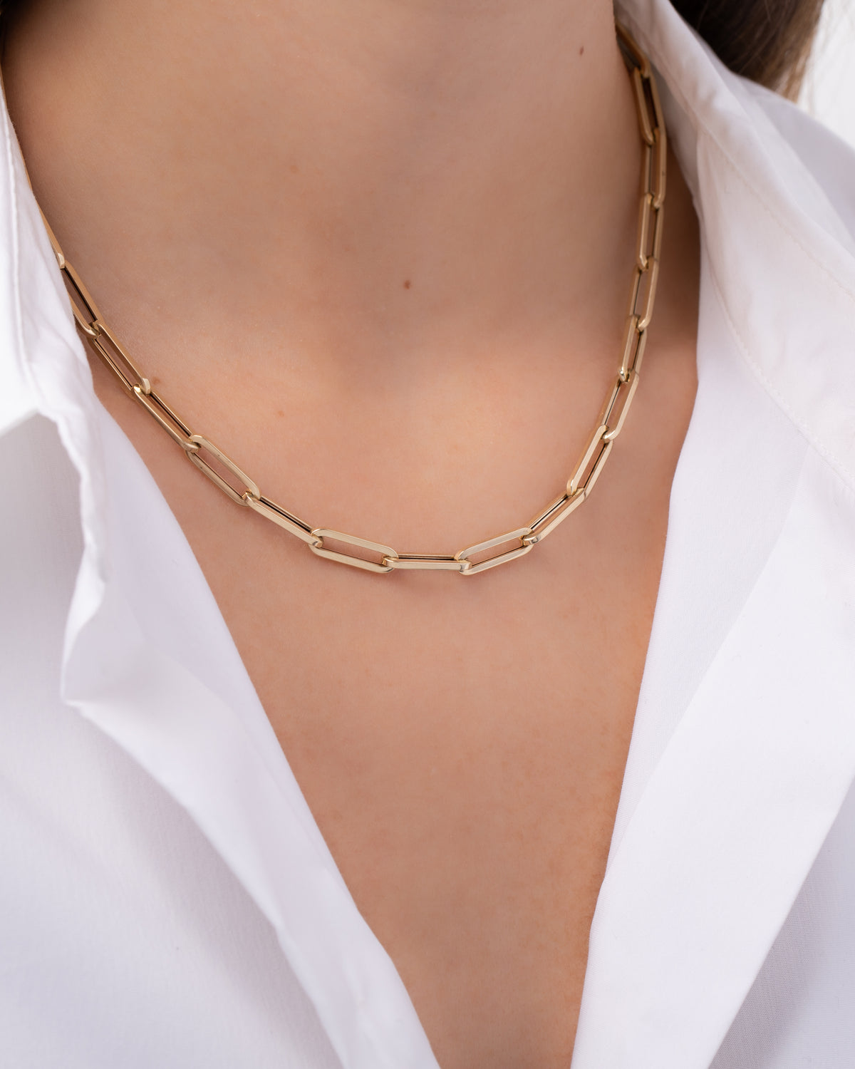 14k Gold Extra Large Paper Clip Chain Necklace