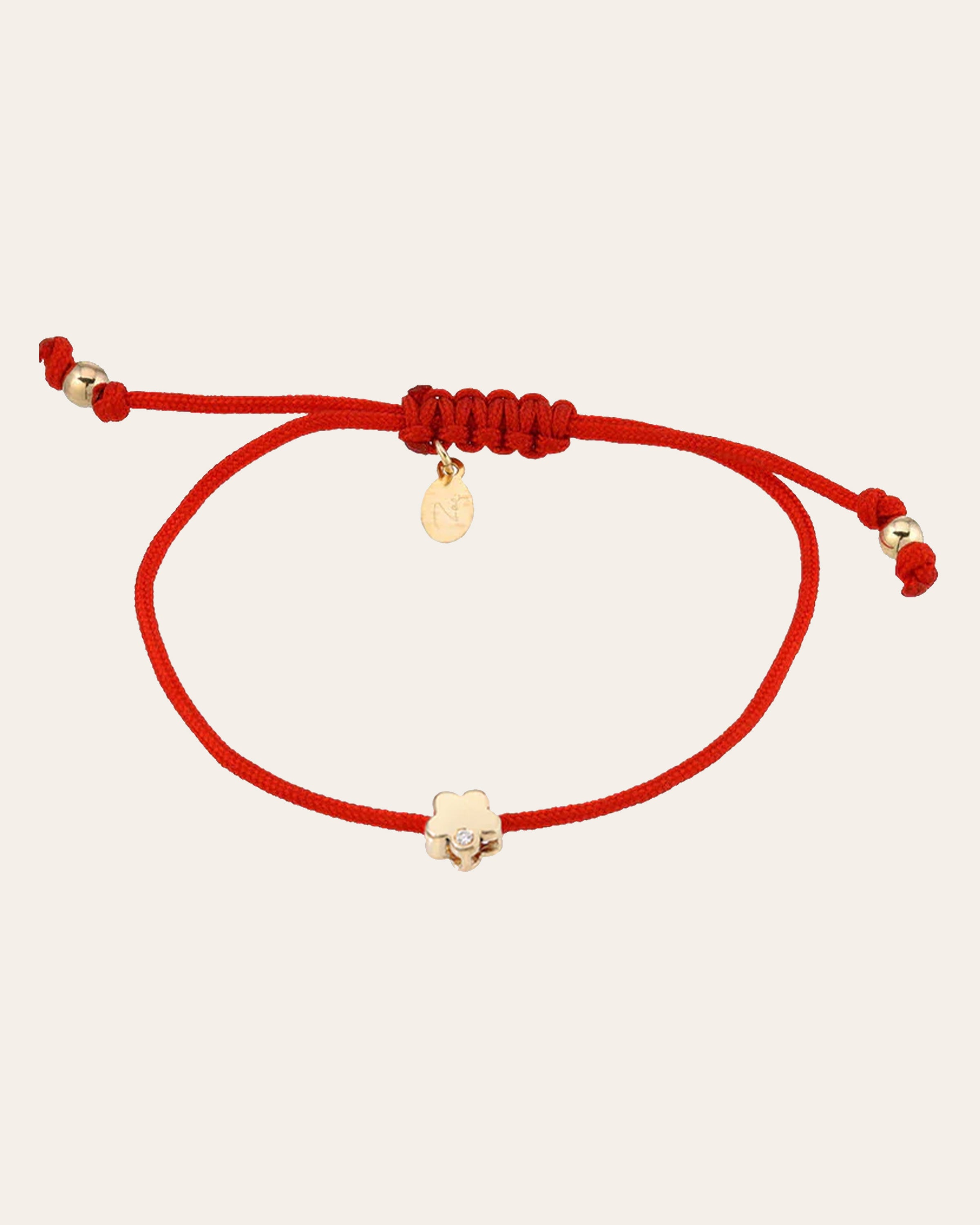 14k Gold Flower with Diamond Fortune Anklet Fortune Zoe Lev Jewelry