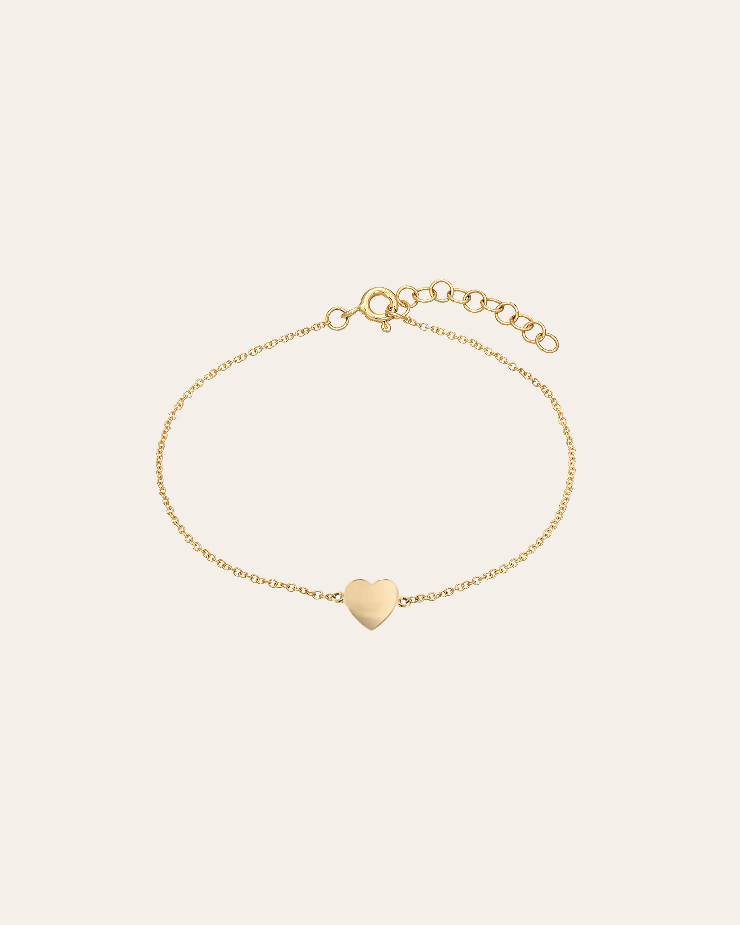 14k Gold Heart Bracelet - Zoe Lev Jewelry