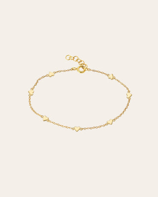 14k Gold Hearts Charm Bracelet