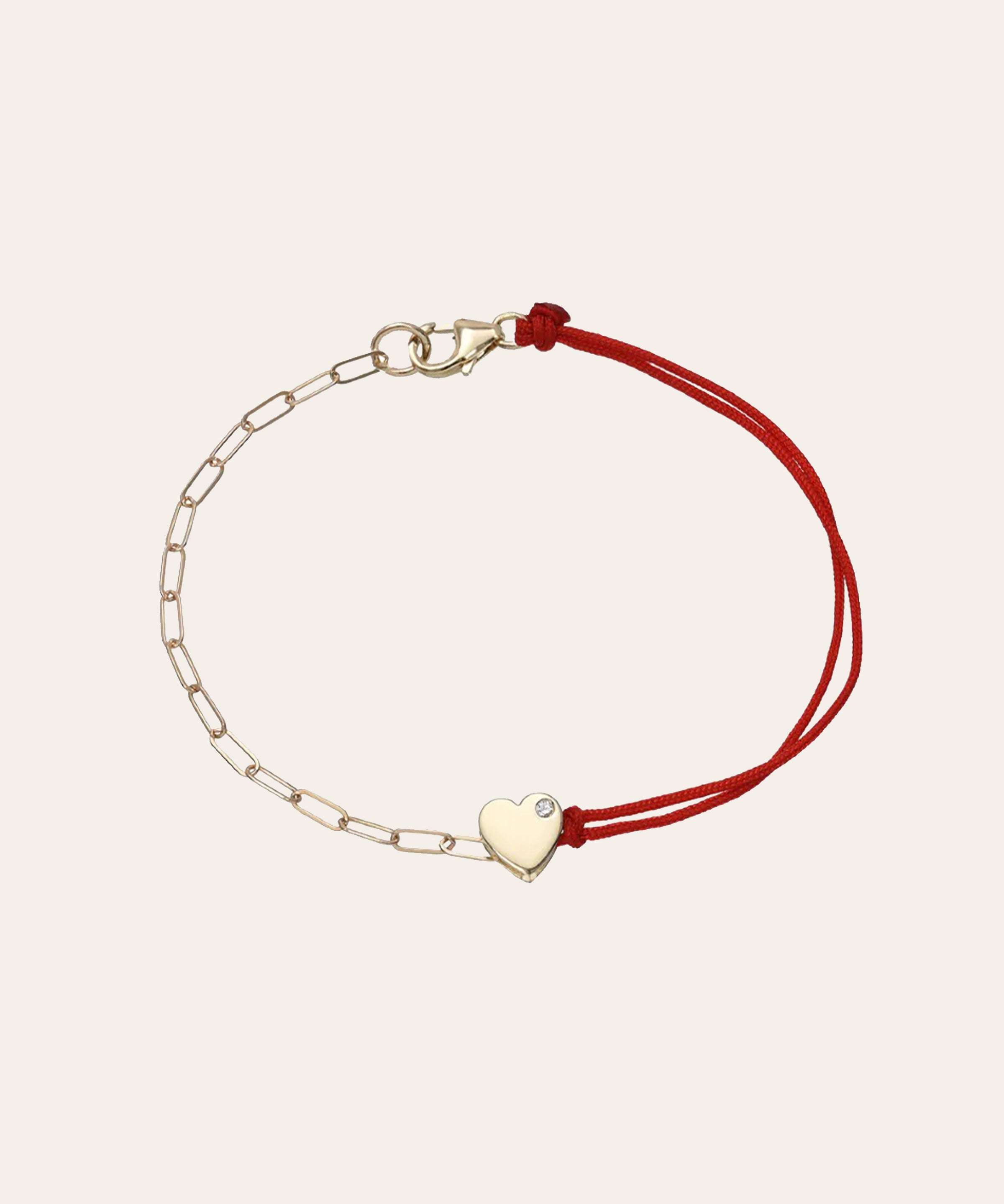 14k Gold Heart Split Red Fortune Bracelet SAMPLE SALE Zoe Lev Jewelry
