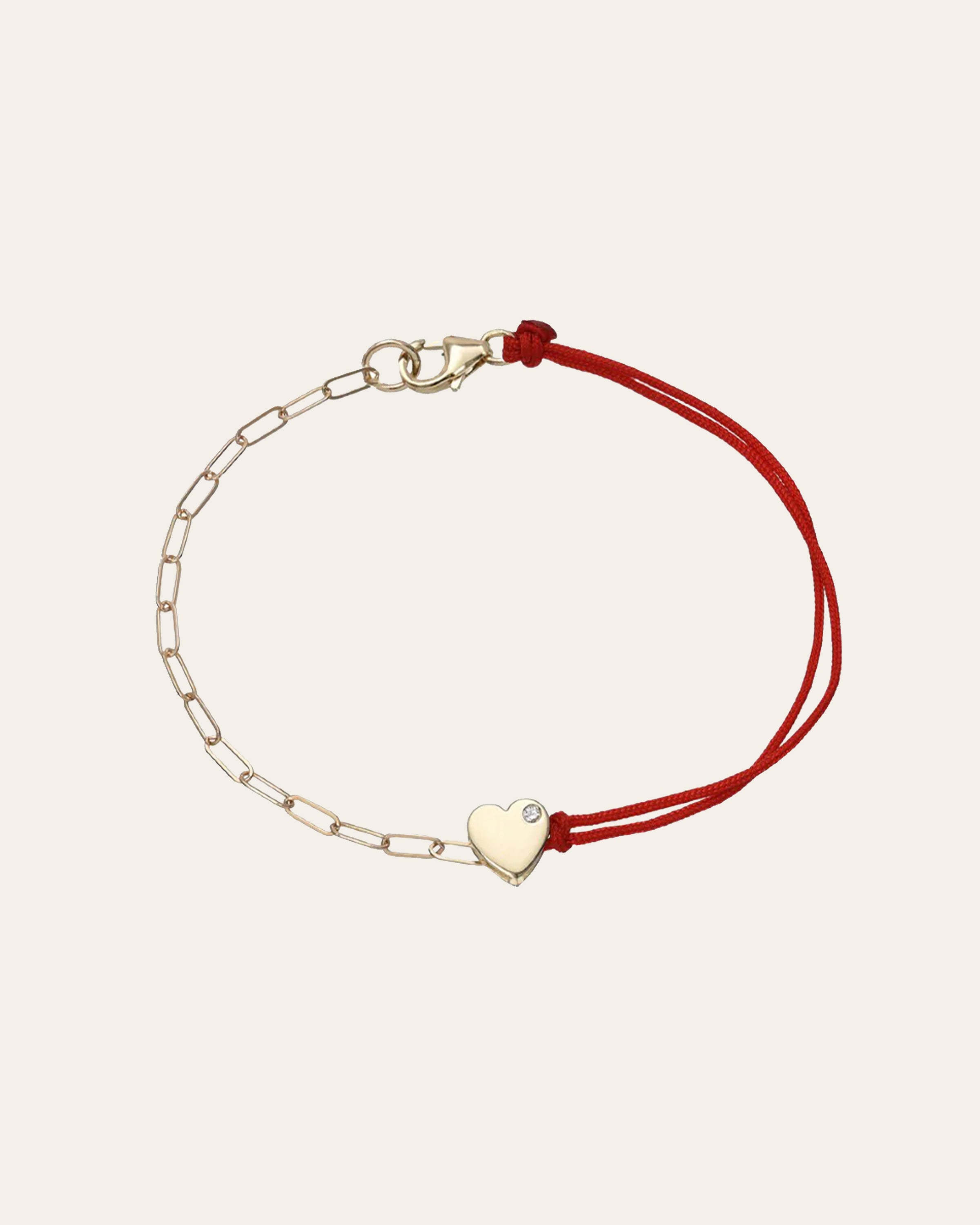 14k Gold Heart Split Red Fortune Bracelet SAMPLE SALE Zoe Lev Jewelry