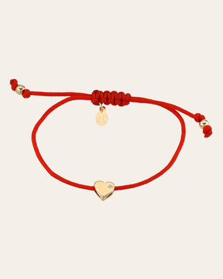 14k Gold Heart with Diamond Fortune Bracelet