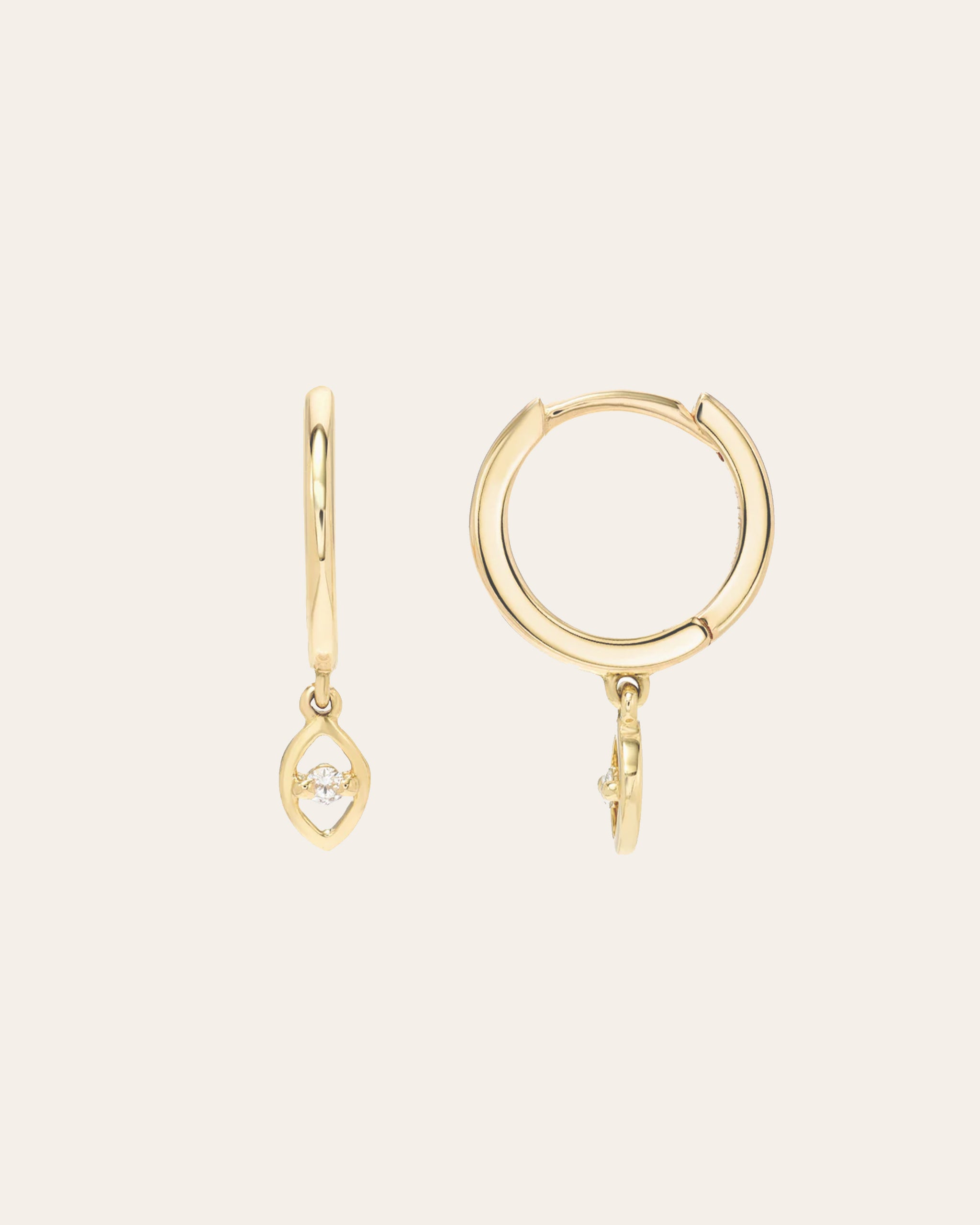 Evil Eye Earrings / Push Back Earrings / 14K Yellow Gold Earrings / Go –  primejewelry269