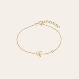 14k Gold Initial & Bezel Diamond Anklet Personalized Zoe Lev Jewelry
