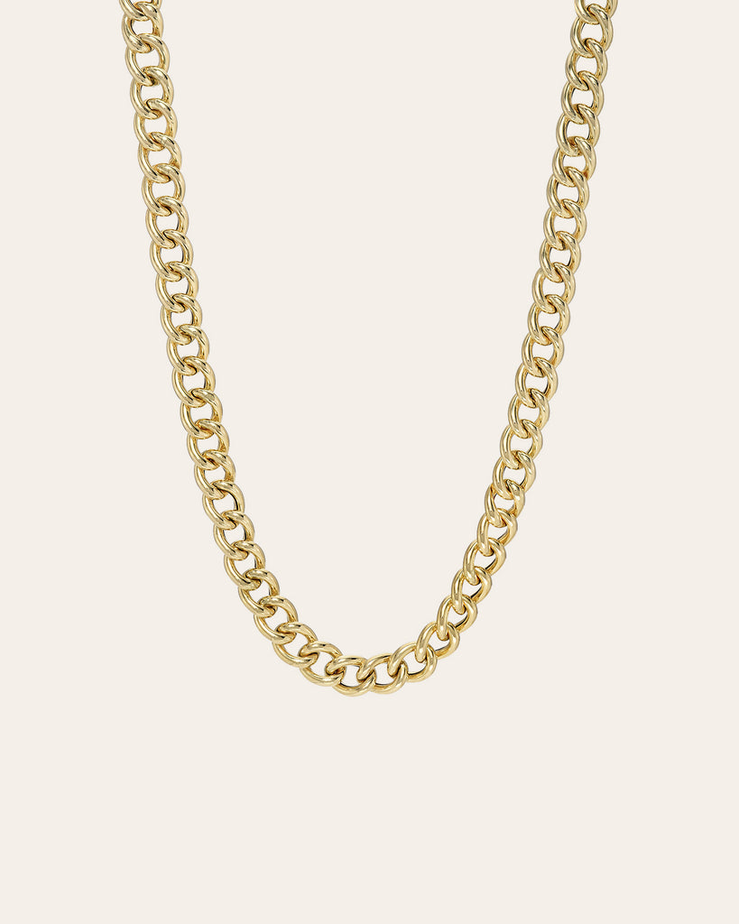 14K Gold Large Curb Link Chain Necklace 14K White Gold / 24 +$360