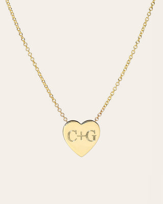 14k Gold Large Engraved Heart Necklace