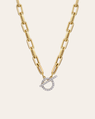 14k Gold Large Open Link Chain with Diamond Toggle Necklace