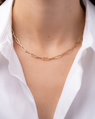 14k Gold Large Paper Clip Chain Necklace