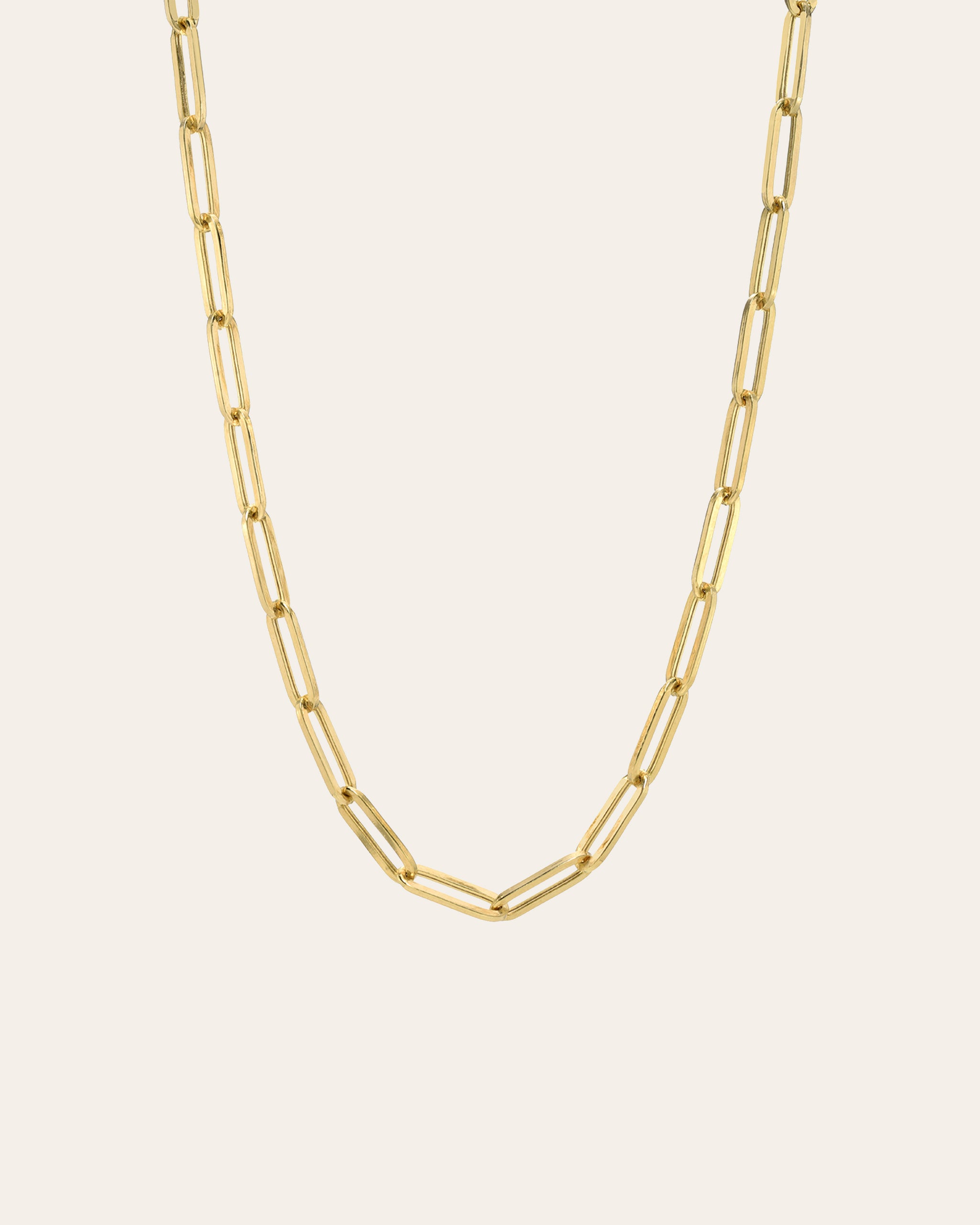 14K Gold Extra Large Paper Clip Chain Necklace 14K Yellow Gold / 20 +$180