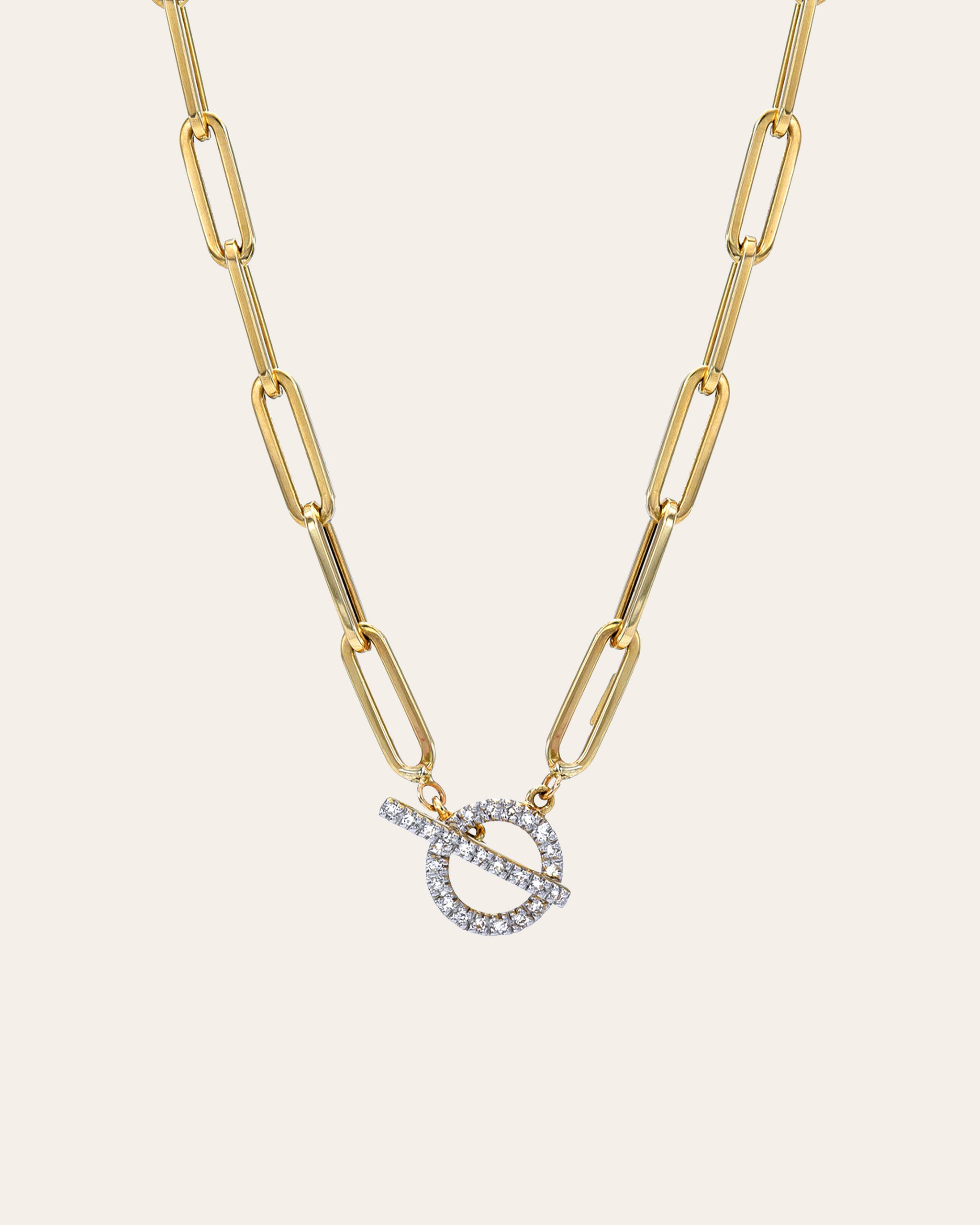 Izakov Diamonds Large 14K Gold Paper Clip Link Chain Necklace - White Gold  20in | Flip App