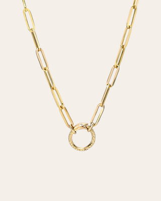 14k Gold Large Paper Clip Chain with Snake Enhancer Necklace