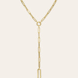 14k Gold Large Paper Clip Lariat Necklace Chains Zoe Lev Jewelry