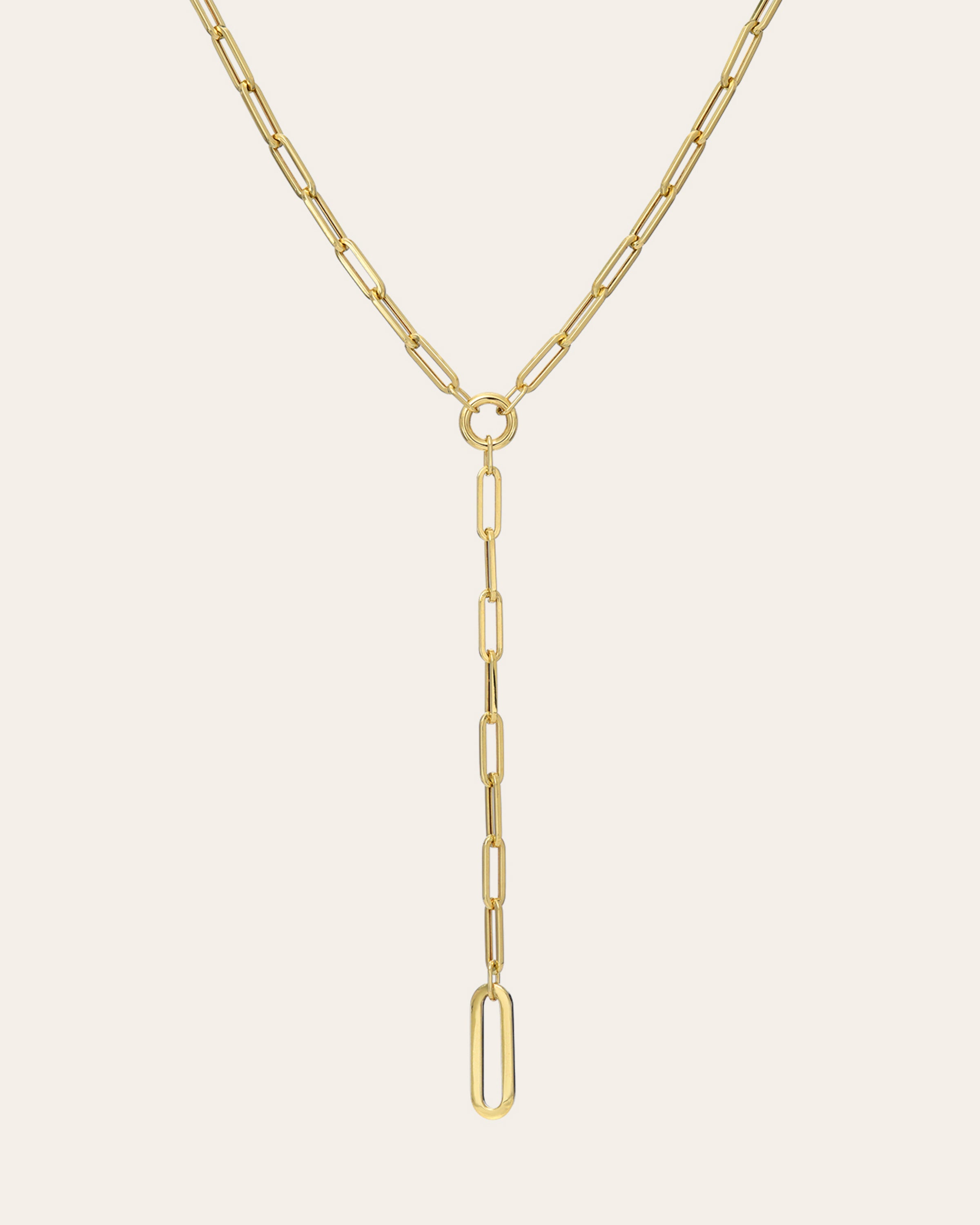 Zoë Chicco 14K Gold Large Mantra Adjustable Paperclip Chain Lariat Necklace 14K Yellow Gold / The Best Thing to Hold Onto in Life Is Each Other / Star