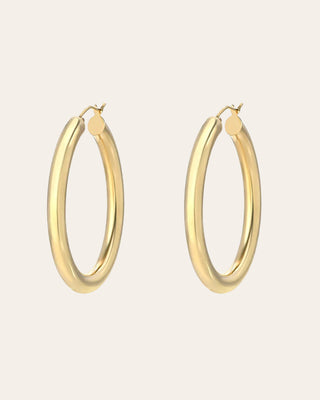 14k Gold Large Thick Hoop Earrings