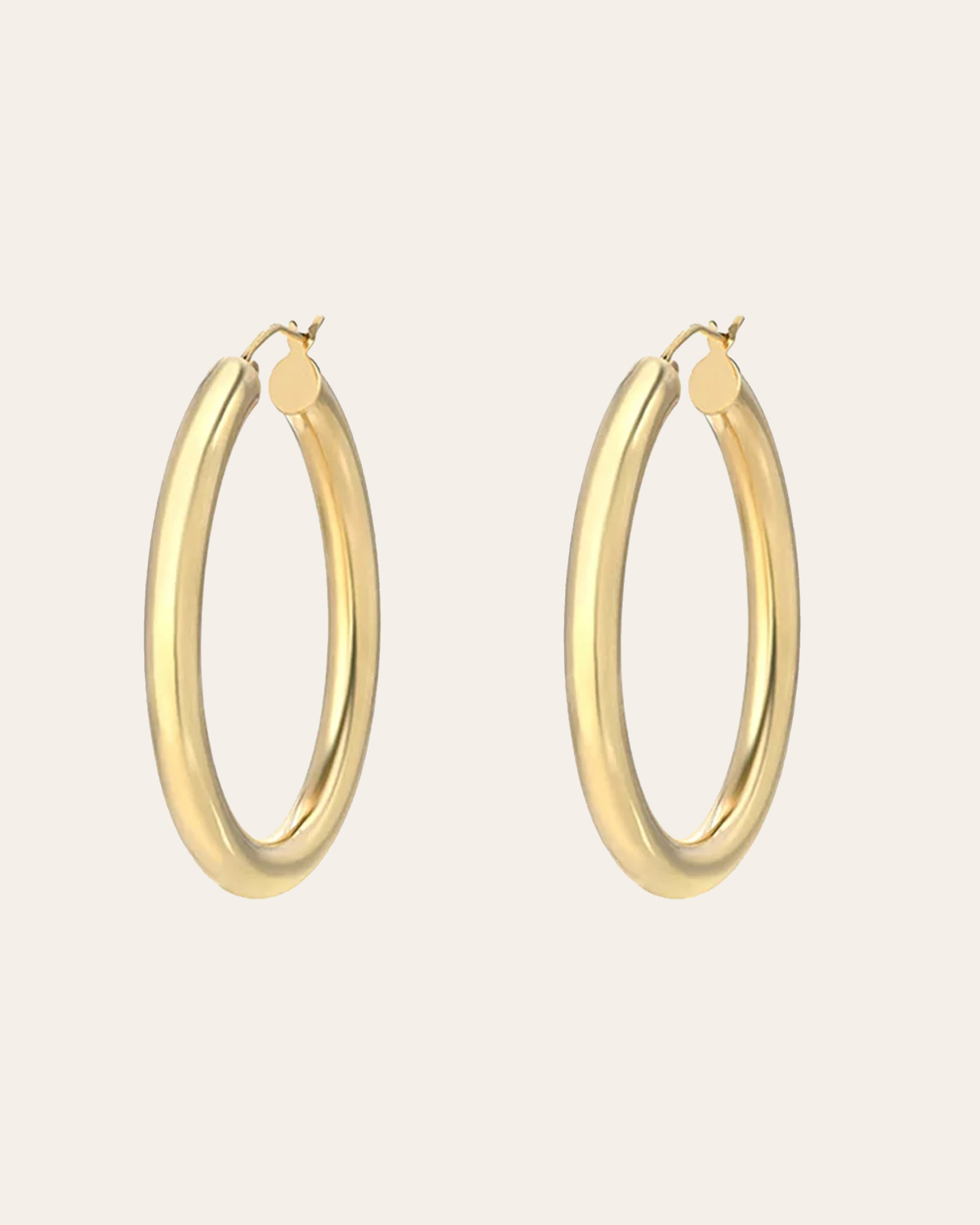 Thick Gold Hoop Earrings - 14k Solid Gold