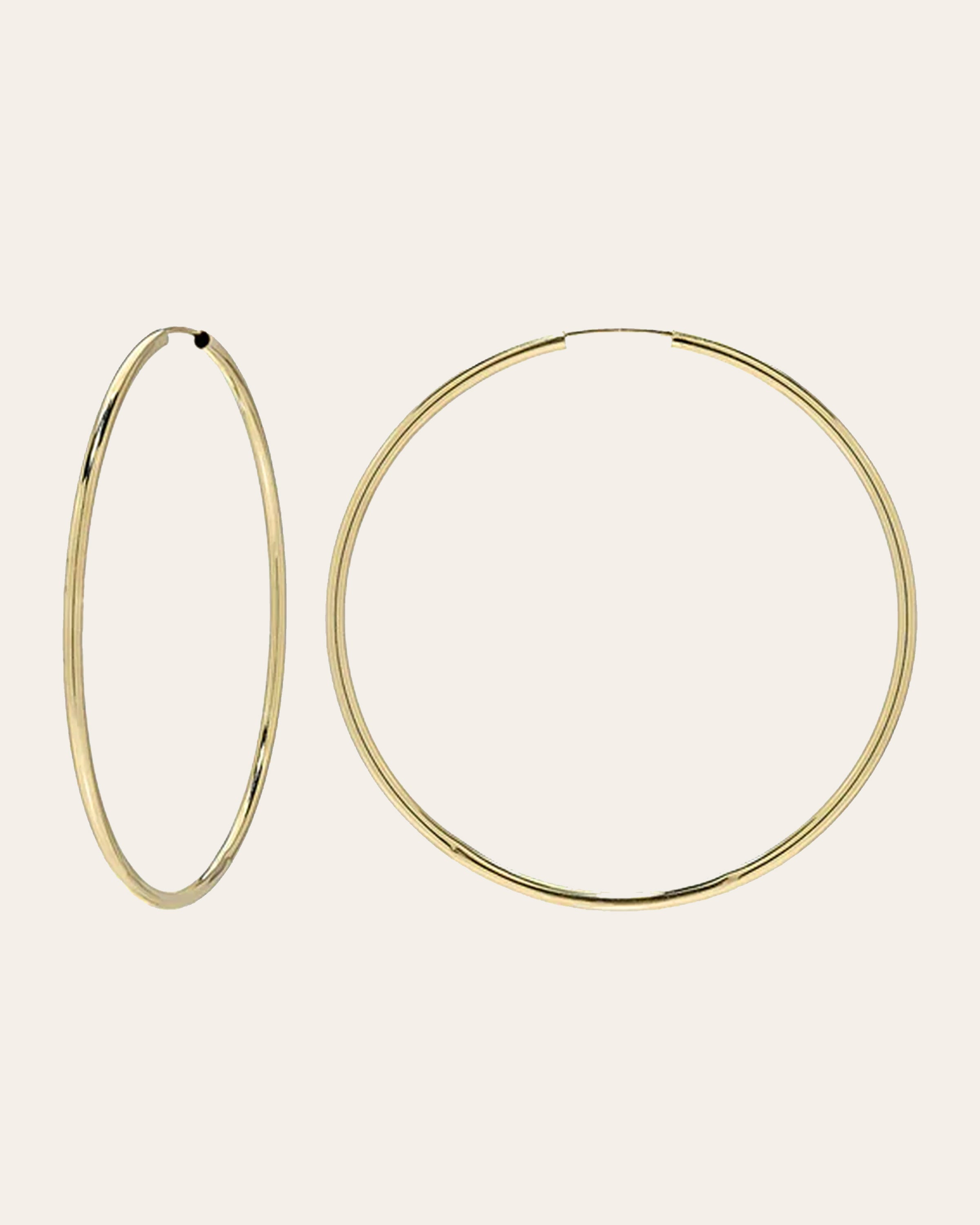 14k Gold Large Thread Hoop Earrings Hoops & Huggies Zoe Lev Jewelry