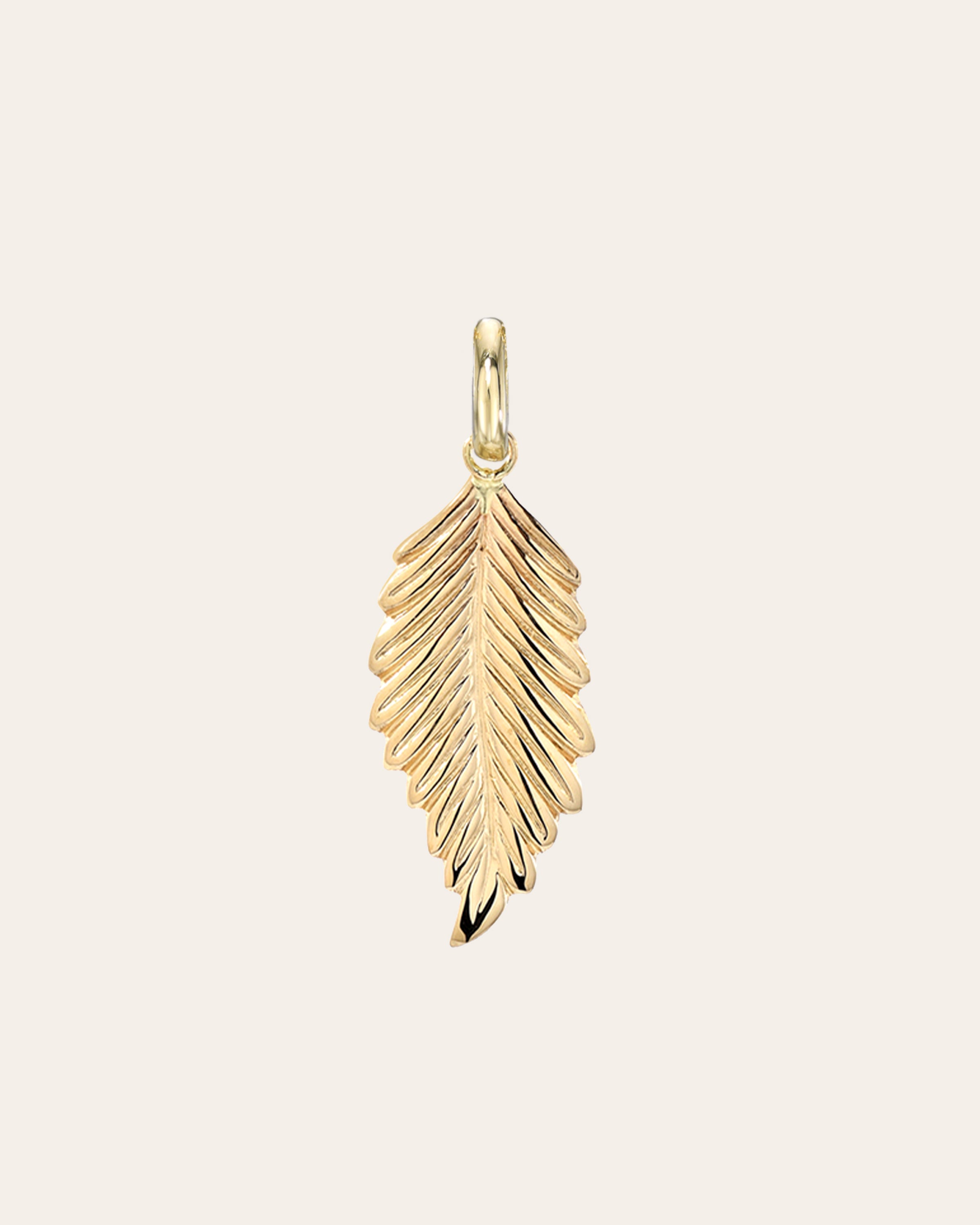 14k Gold Leaf Pendant Zoe Lev Jewelry