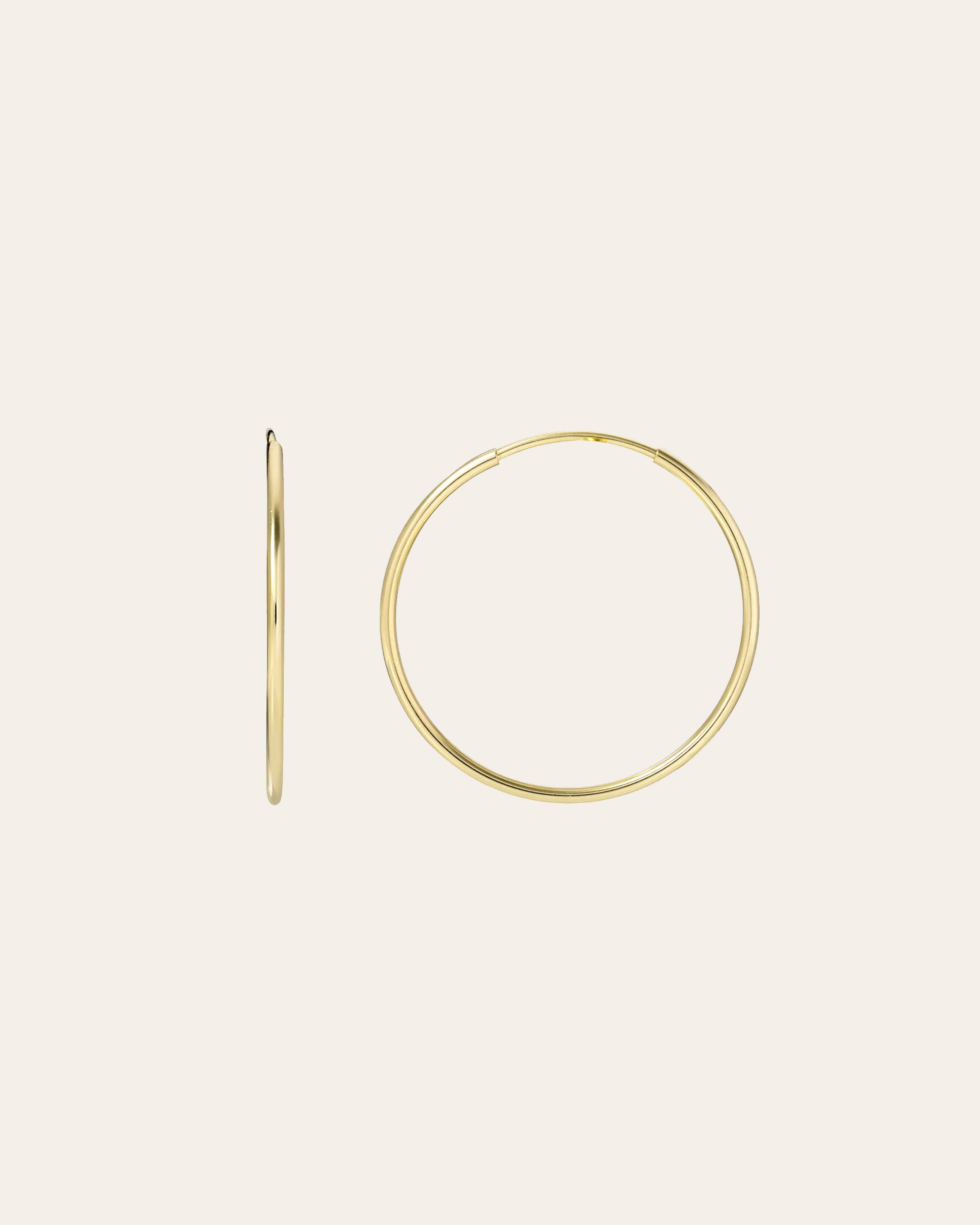 14k Gold Medium Thread Hoop Earrings Hoops & Huggies Zoe Lev Jewelry
