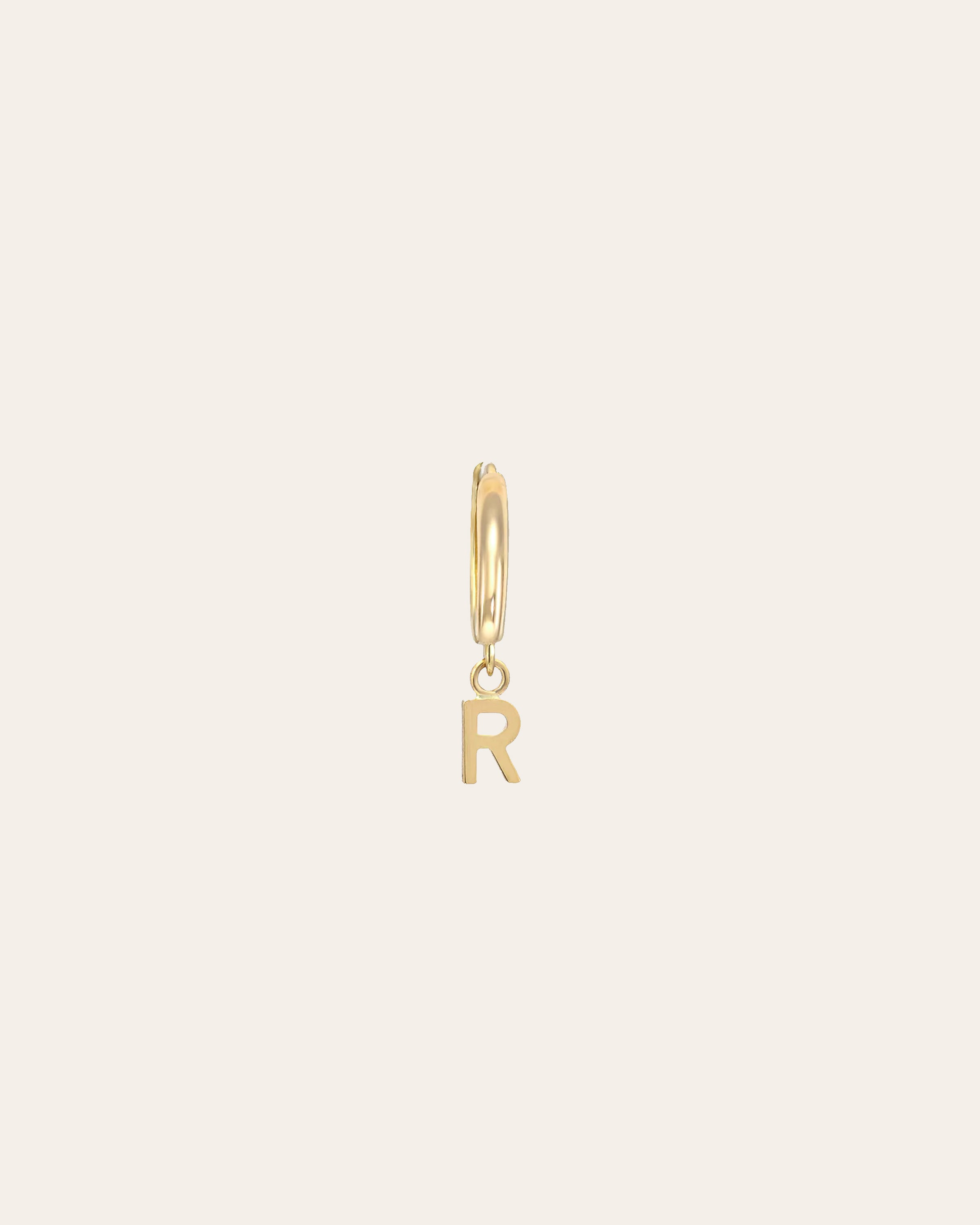 14k Gold Mini Huggie Earring with Initial Personalized Zoe Lev Jewelry
