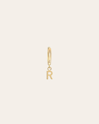 14k Gold Mini Huggie Earring with Initial