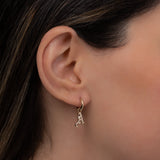 14k Gold Mini Huggie Earring with Diamond Gothic Initial Charm Personalized Zoe Lev Jewelry