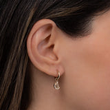 14k Gold Mini Huggie Earring with Diamond Gothic Initial Charm Personalized Zoe Lev Jewelry