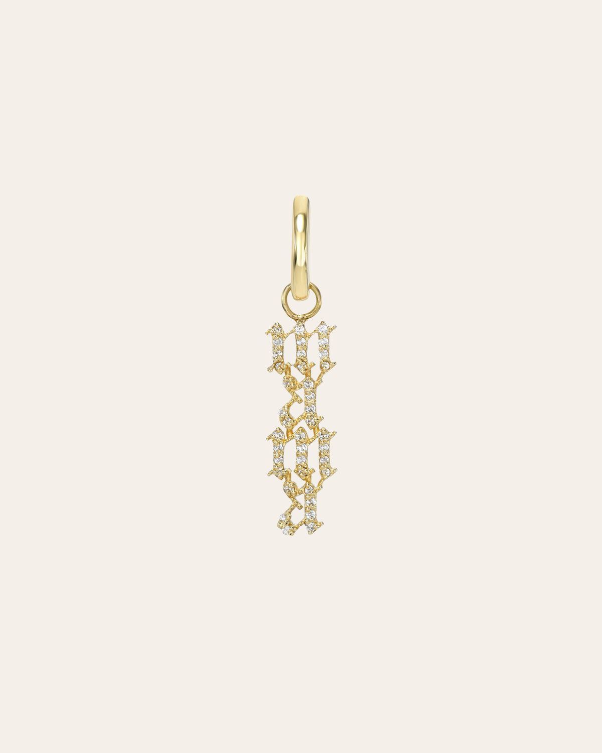 14k Gold Mini Huggie Earring with Diamond MAMA Charm