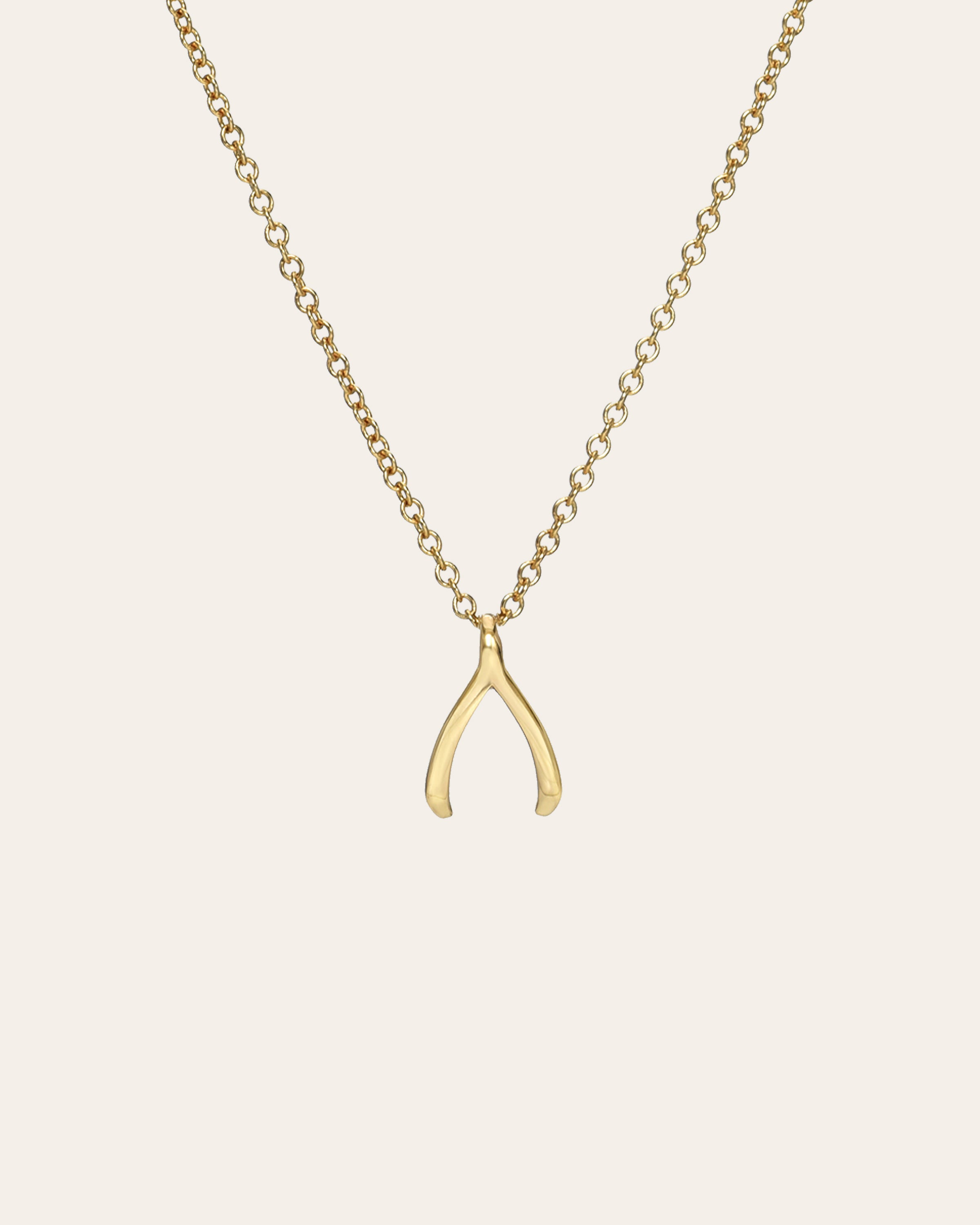 Kids 14k Gold Mini Wishbone Necklace Kids Zoe Lev Jewelry