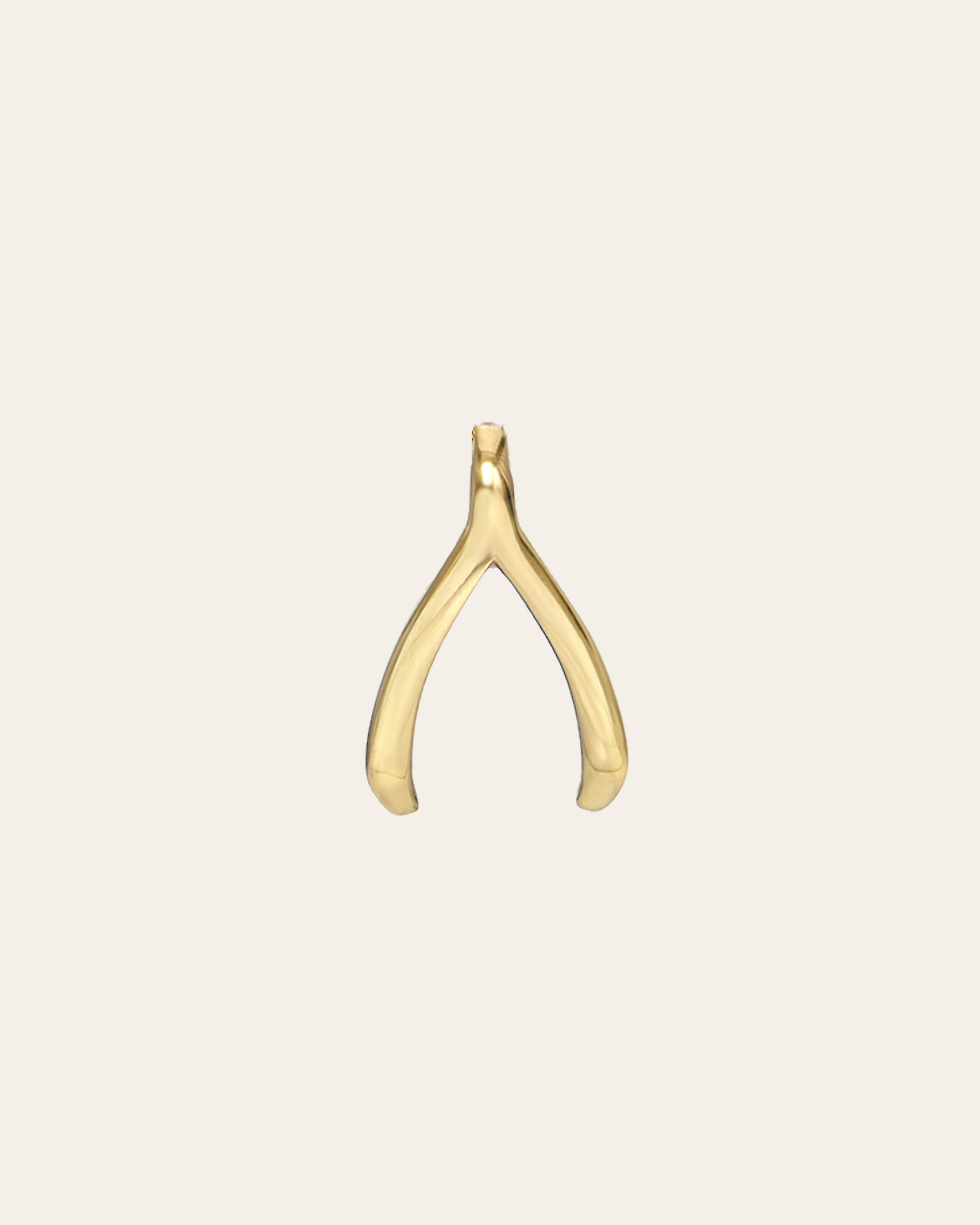 14k Gold Mini Wishbone Pendant Zoe Lev Jewelry