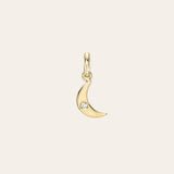 14k Gold Moon with Tiny Diamond Pendant Zoe Lev Jewelry