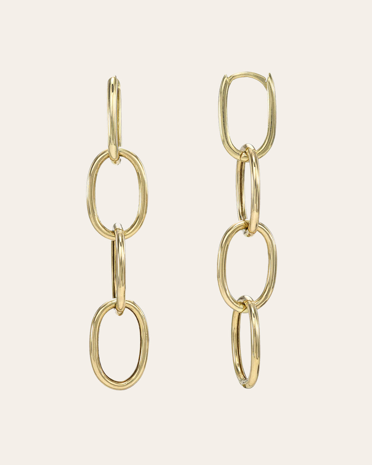 14K Gold Oval Link Chain Huggie Earrings