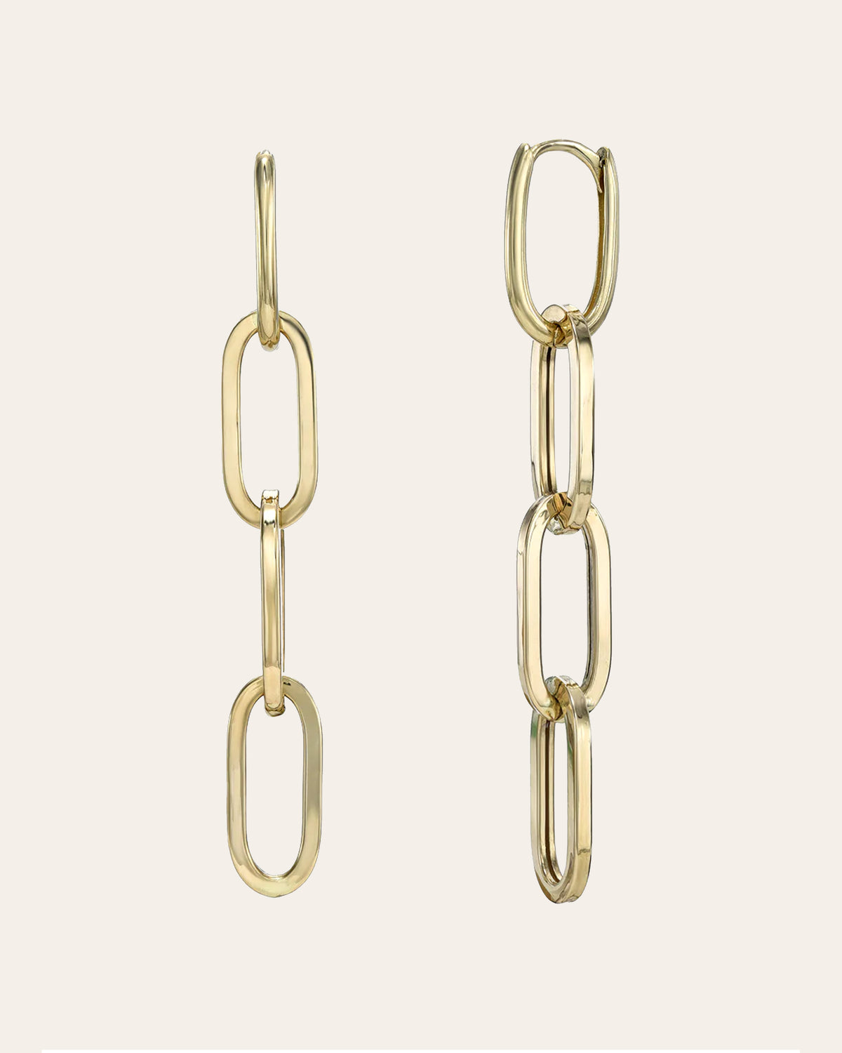 14K Gold Paper Clip Chain Huggie Earrings