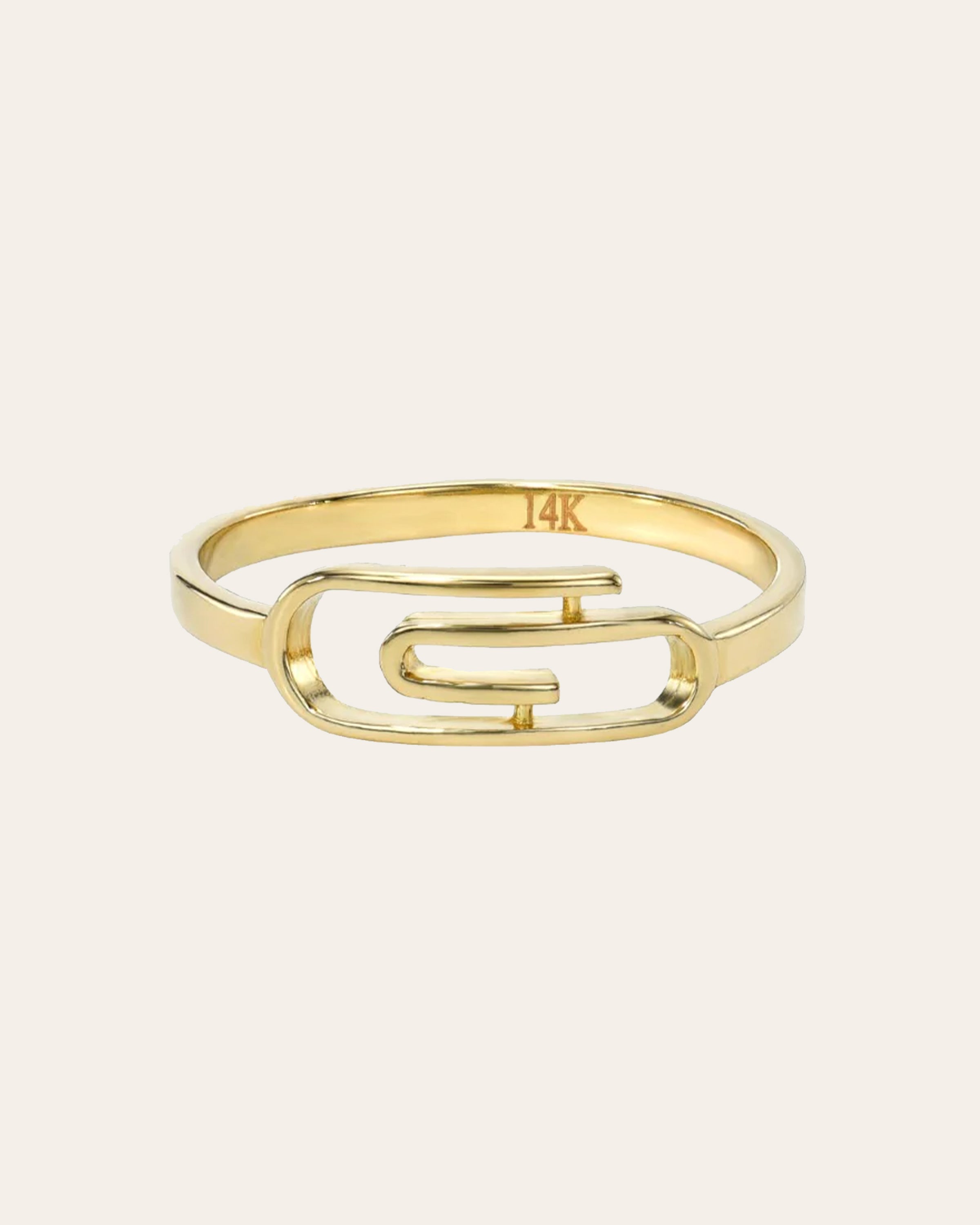 14K Yellow Gold Paper Clip Ring Ring Zoe Lev Jewelry