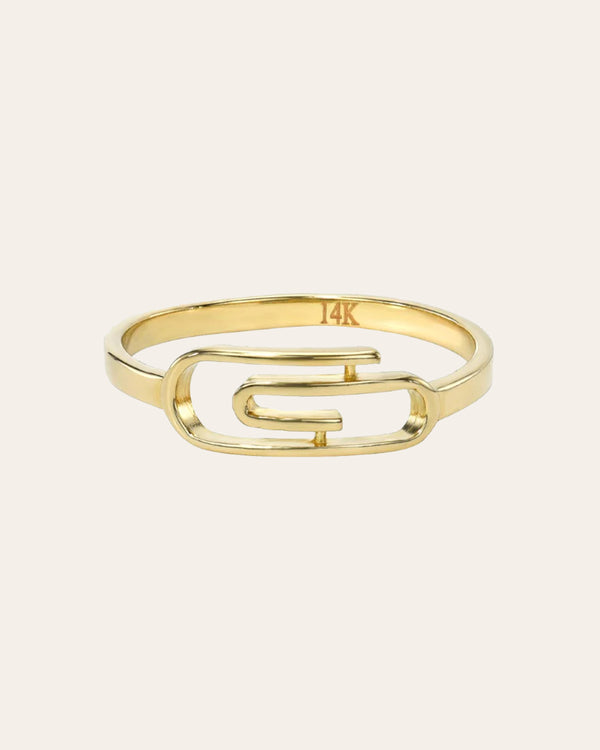 14K Gold Paper Clip Ring Zoe Lev Jewelry