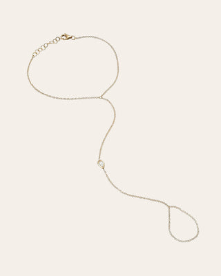 14K Gold Pear Shape Diamond Hand Chain