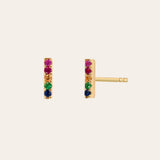 14k Gold Rainbow Bar Stud Earrings Zoe Lev Jewelry